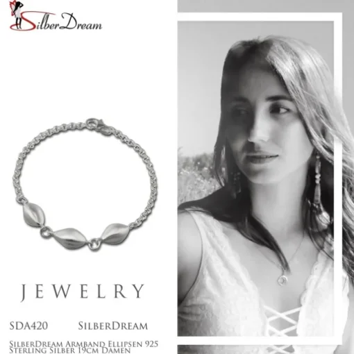 SilberDream Armband Ellipsen 925 Sterling Silber 19cm Damen SDA420