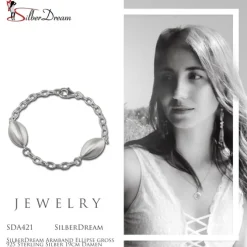 SilberDream Armband Ellipse groß 925 Sterling Silber 19cm Damen SDA421