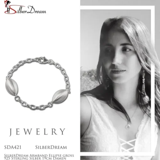 SilberDream Armband Ellipse groß 925 Sterling Silber 19cm Damen SDA421