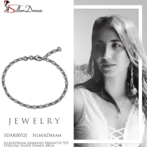 SilberDream Armband Erbskette 925 Sterling Silber Damen 28cm SDAK0052J