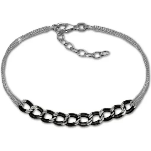 SilberDream Armband Fantasie schwarz 925er Silber Damen 18cm SDA2138S