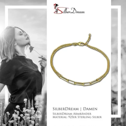 SilberDream Armband Fantasie 925 Silber vergoldet Damen 19cm + 2cm SDAK0049Y