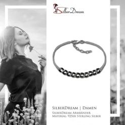 SilberDream Armband Fantasie schwarz 925er Silber Damen 18cm SDA2138S