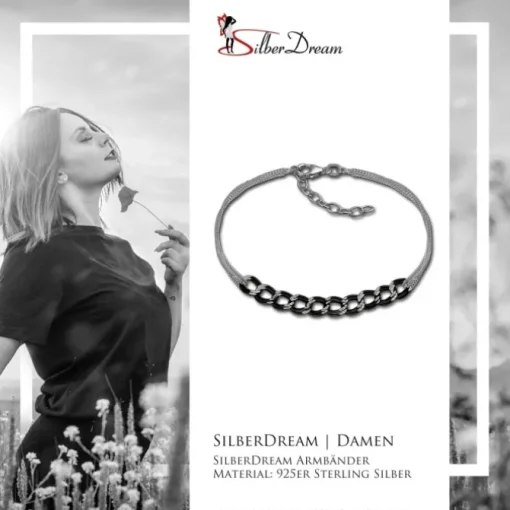SilberDream Armband Fantasie schwarz 925er Silber Damen 18cm SDA2138S