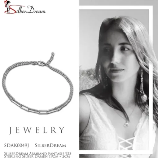 SilberDream Armband Fantasie 925 Sterling Silber Damen 19cm + 2cm SDAK0049J
