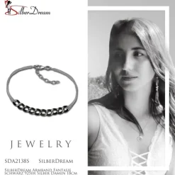 SilberDream Armband Fantasie schwarz 925er Silber Damen 18cm SDA2138S