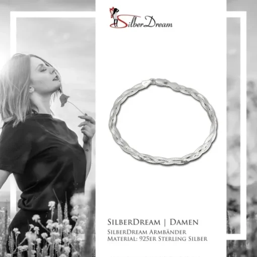 SilberDream Armband geflochten 925 Sterling Silber Damen 19cm SDA2479J