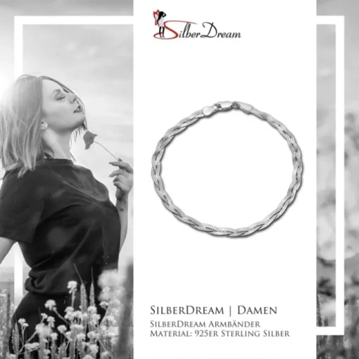 SilberDream Armband geflochten 925 Sterling Silber Damen 19cm SDA2429J