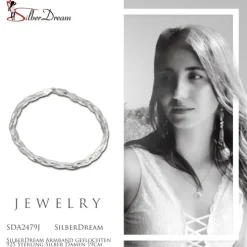 SilberDream Armband geflochten 925 Sterling Silber Damen 19cm SDA2479J