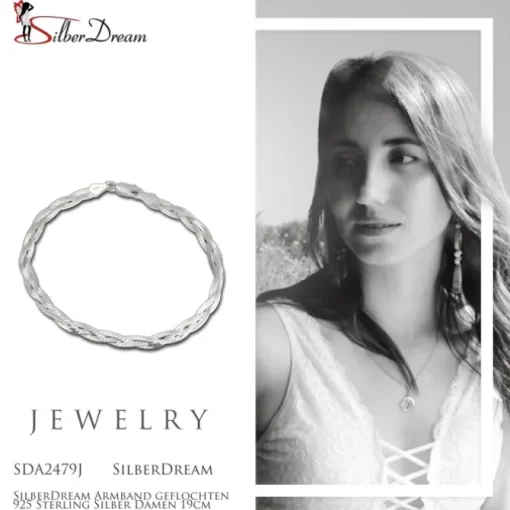 SilberDream Armband geflochten 925 Sterling Silber Damen 19cm SDA2479J