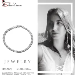 SilberDream Armband geflochten 925 Sterling Silber Damen 19cm SDA2429J