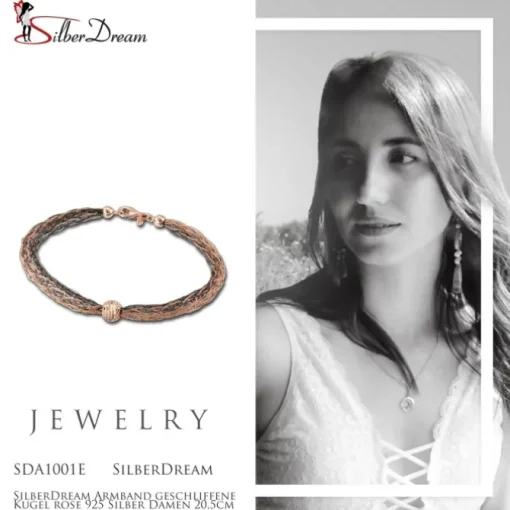 SilberDream Armband geschliffene Kugel rose 925 Silber Damen 20,5cm SDA1001E