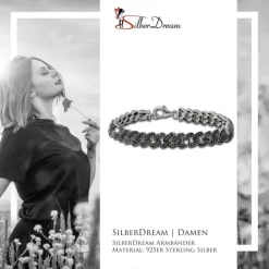 SilberDream Armband Glamour 925 Silber Zirkonia schwarz 18,5cm Damen SDA467S