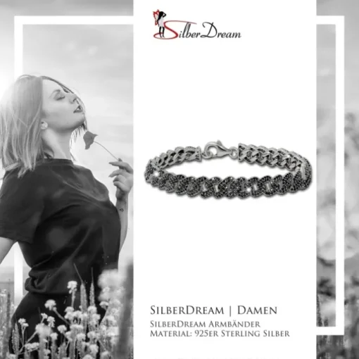 SilberDream Armband Glamour 925 Silber Zirkonia schwarz 18,5cm Damen SDA467S