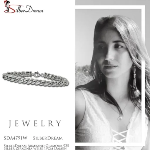 SilberDream Armband Glamour 925 Silber Zirkonia weiß 19cm Damen SDA4791W