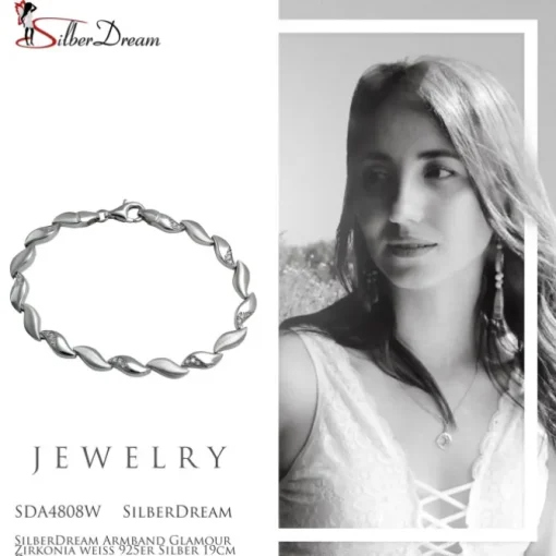 SilberDream Armband Glamour Zirkonia weiß 925er Silber 19cm Damen SDA4808W