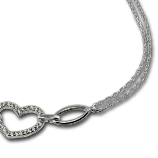 SilberDream Armband Herz Zirkonia weiß 925er Sterling Silber 19cm SDA423W