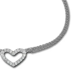 SilberDream Armband Herz Zirkonia weiß 17cm - 19cm 925er Silber Damen SDA2597J