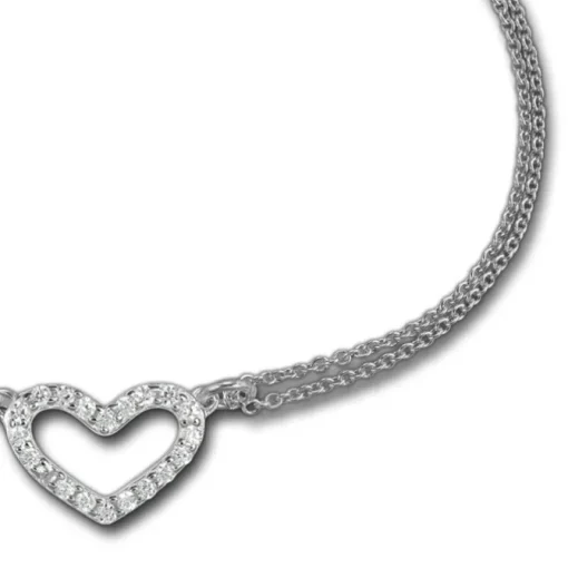 SilberDream Armband Herz Zirkonia weiß 17cm - 19cm 925er Silber Damen SDA2597J