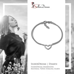 SilberDream Armband Herz 17cm - 19cm 925 Sterling Silber Damen SDA2577J