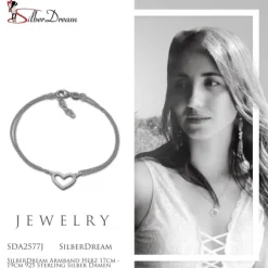 SilberDream Armband Herz 17cm - 19cm 925 Sterling Silber Damen SDA2577J