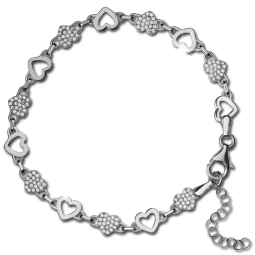 SilberDream Armband Herzen 925 Silber poliert Zirkonia ca. 21,5cm SDA4798W