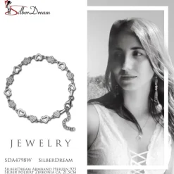 SilberDream Armband Herzen 925 Silber poliert Zirkonia ca. 21,5cm SDA4798W