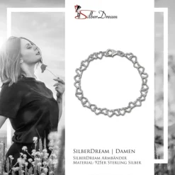 SilberDream Armband Herzen 925 Sterling Silber Damen 19cm SDA2529J