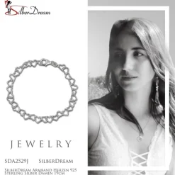 SilberDream Armband Herzen 925 Sterling Silber Damen 19cm SDA2529J