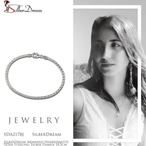 SilberDream Armband Himbeerkette 925er Sterling Silber Damen 18,5cm SDA2178J