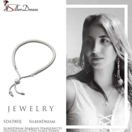 SilberDream Armband Himbeerkette Zugverschluss 925er Silber Damen SDA7003J