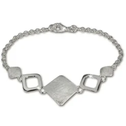 SilberDream Armband Karo matt/glänzend 925 Sterling Silber 18,5cm SDA409