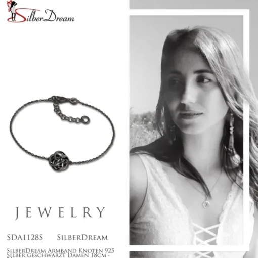 SilberDream Armband Knoten 925 Silber geschwärzt Damen 18cm - 21cm SDA1128S