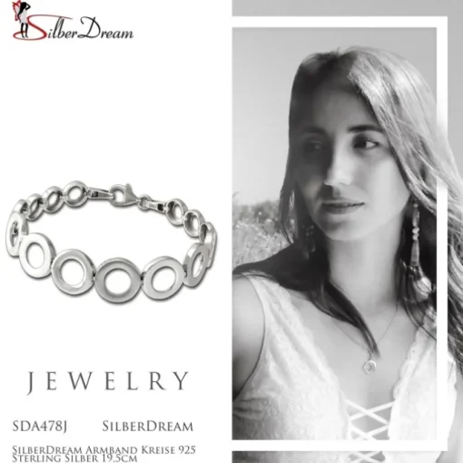 SilberDream Armband Kreise 925 Sterling Silber 19,5cm Silberarmband SDA478J