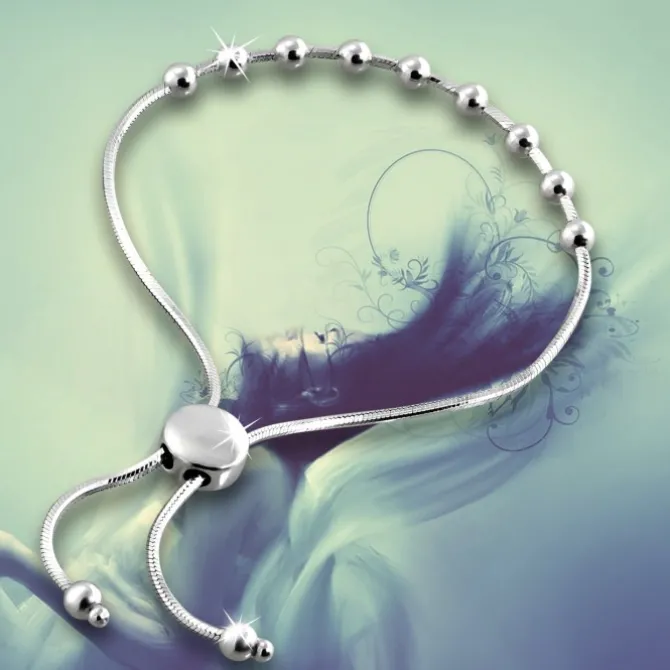 SilberDream Armband Kugelkette Zugverschluss 925er Silber Damen SDA7002J