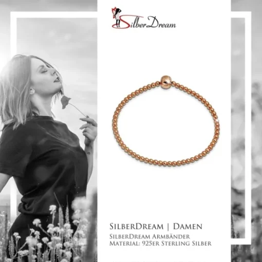 SilberDream Armband Kugeln rose 925er Sterling Silber Damen Armreif SDA2274E