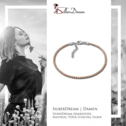 SilberDream Armband Kugeln rose 925 Sterling Silber Damen 18cm - 21cm SDA1108E