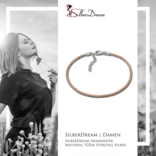 SilberDream Armband Kugeln rose 925 Sterling Silber Damen 18cm - 21cm SDA1108E