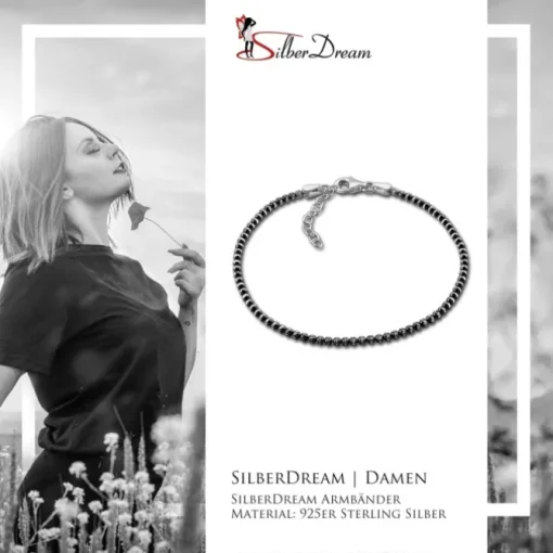 SilberDream Armband Kugeln geschwärzt 925 Silber Damen 18cm - 21cm SDA1108K