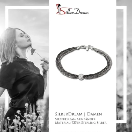 SilberDream Armband Kugel geschwärzt 925 Silber Damen 20,5cm SDA1001K