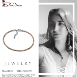 SilberDream Armband Kugeln rose 925 Sterling Silber Damen 18cm - 21cm SDA1108E