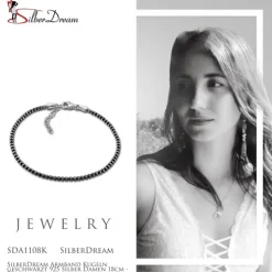 SilberDream Armband Kugeln geschwärzt 925 Silber Damen 18cm - 21cm SDA1108K