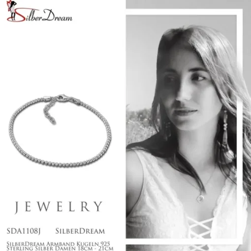 SilberDream Armband Kugeln 925 Sterling Silber Damen 18cm - 21cm SDA1108J