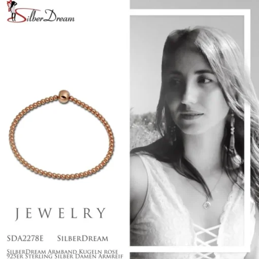 SilberDream Armband Kugeln rose 925er Sterling Silber Damen Armreif SDA2278E