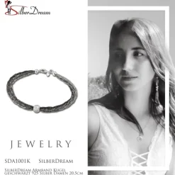 SilberDream Armband Kugel geschwärzt 925 Silber Damen 20,5cm SDA1001K