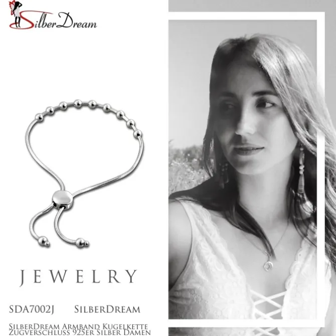 SilberDream Armband Kugelkette Zugverschluss 925er Silber Damen SDA7002J