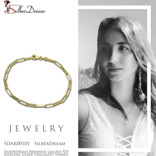 SilberDream Armband Laguna 925 Sterling Silber vergoldet Damen 20cm SDAK0010Y
