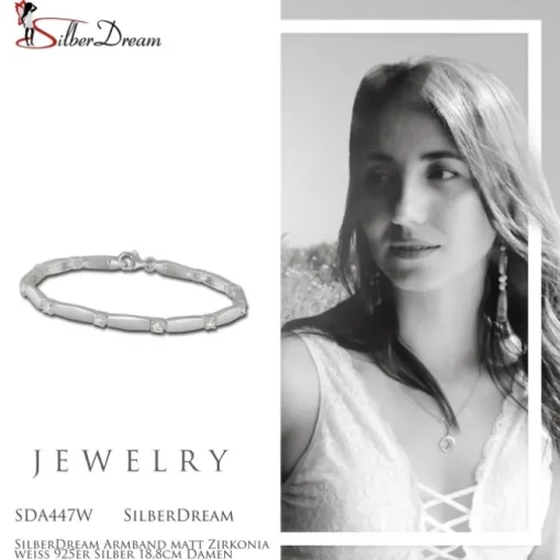 SilberDream Armband matt Zirkonia weiß 925er Silber 18,8cm Damen SDA447W