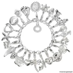 SilberDream Armband mit Plakette 925 Silber Charm Bettelarmband 18cm FC0701