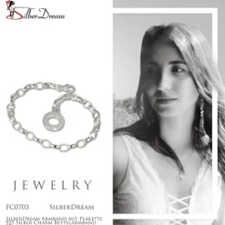 SilberDream Armband mit Plakette 925 Silber Charm Bettelarmband 20cm FC0703